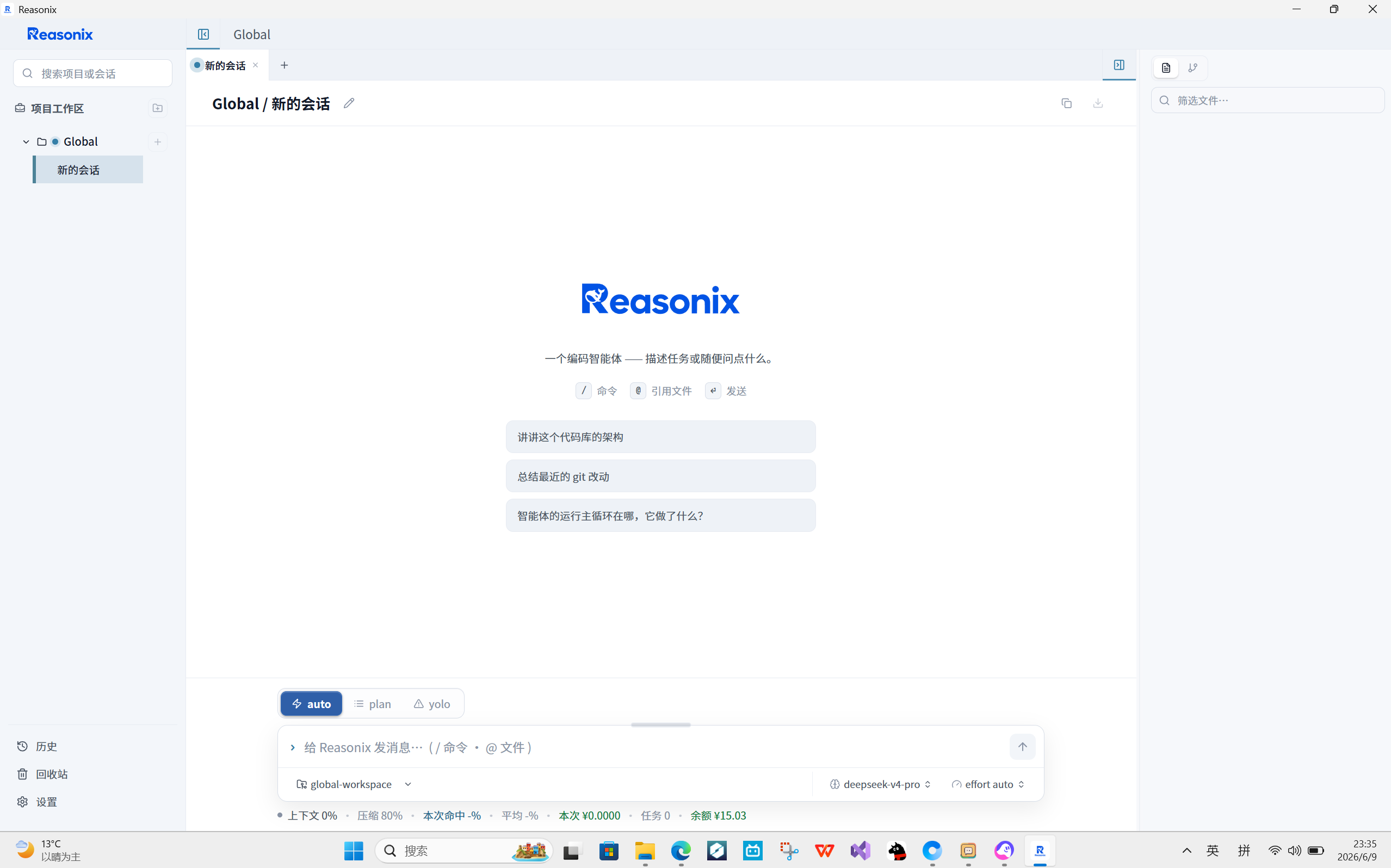 Reasonix 软件界面截图